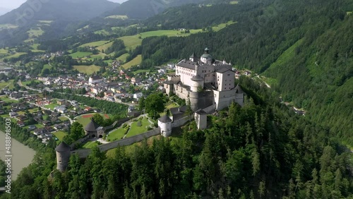 I take some aerial shots with my quadcoper in 4K from a castle at the austria mountains photo