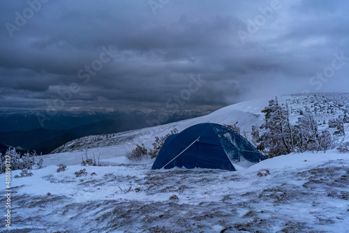 tent in the snow