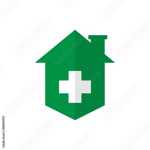 Home isolation sign flat vector design isolated from white background, Covid-19 caring at home icon.