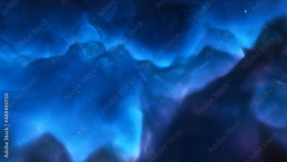 Naklejka premium nebula gas cloud in deep outer space, science fiction illustrarion, colorful space background with stars 3d render