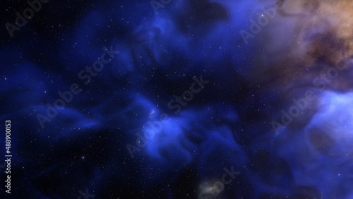 nebula gas cloud in deep outer space  science fiction illustrarion  colorful space background with stars 3d render