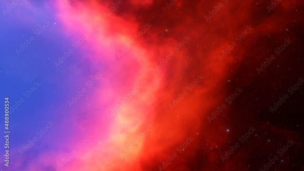 nebula gas cloud in deep outer space, science fiction illustrarion, colorful space background with stars 3d render