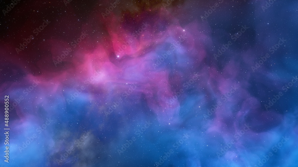 Fototapeta premium nebula gas cloud in deep outer space, science fiction illustrarion, colorful space background with stars 3d render