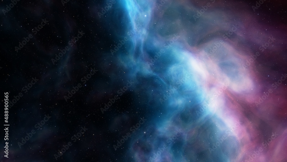 Fototapeta premium nebula gas cloud in deep outer space, science fiction illustrarion, colorful space background with stars 3d render