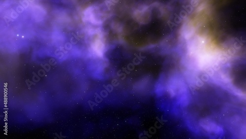 nebula gas cloud in deep outer space, science fiction illustrarion, colorful space background with stars 3d render