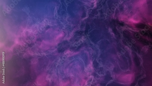 nebula gas cloud in deep outer space, science fiction illustrarion, colorful space background with stars 3d render