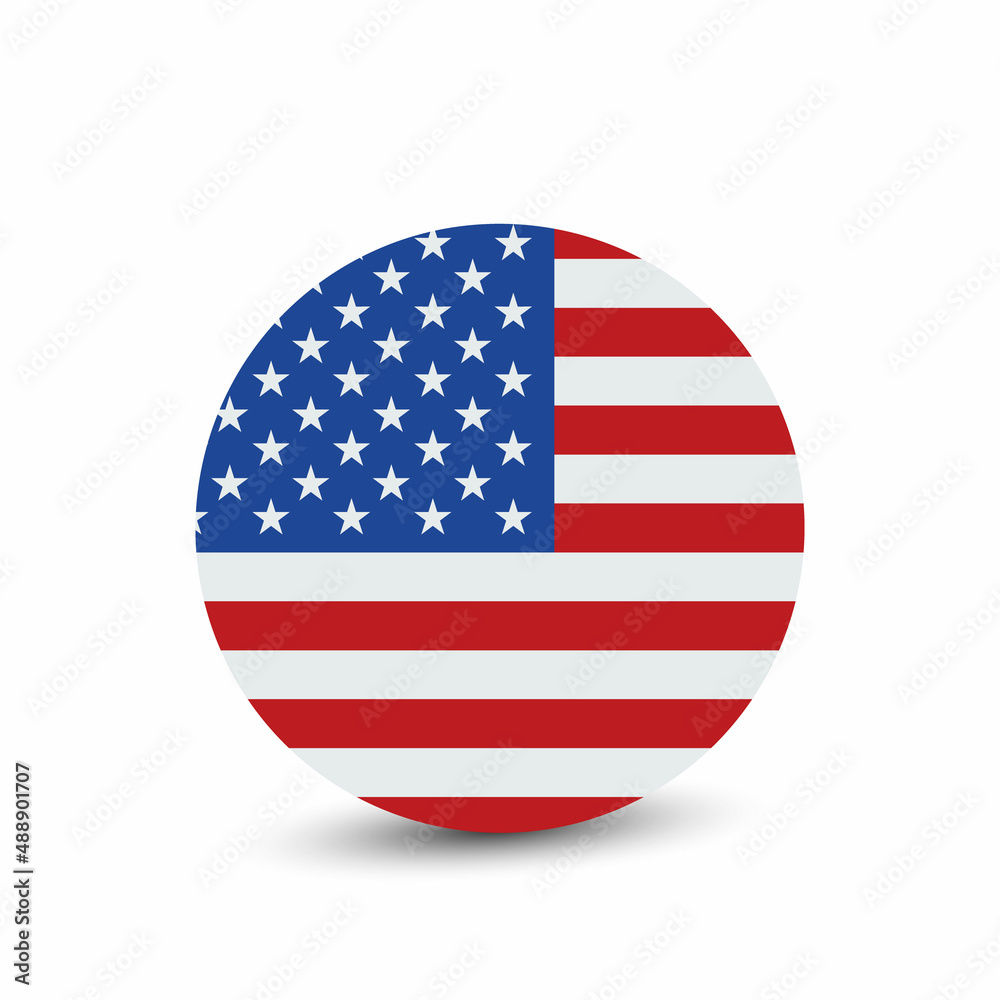 USA Flag Flat Round Icon. Vector illustration. USA Flag Flat Round Icon. Vector illustration.