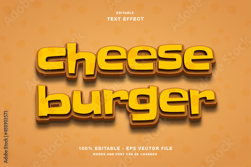 Cheese burger 3d cartoon style editable text effect