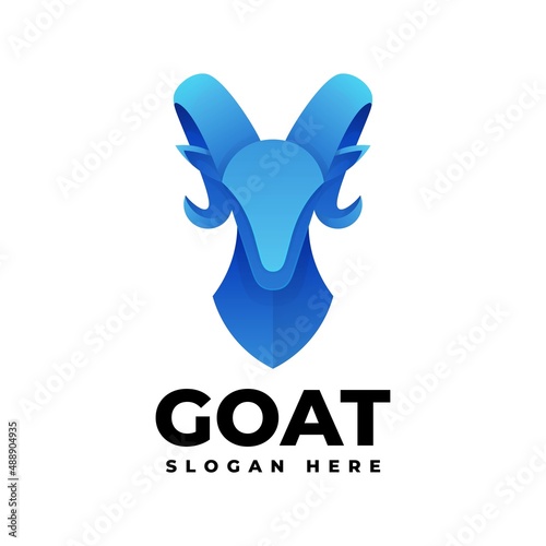 Vector Logo Illustration Goat Gradient Colorful Style.