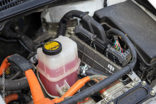 Canvas Print Reservoir bottle of a car radiator coolant