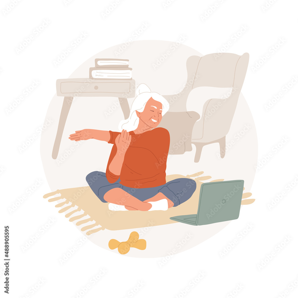 Online workout for seniors abstract concept vector illustration