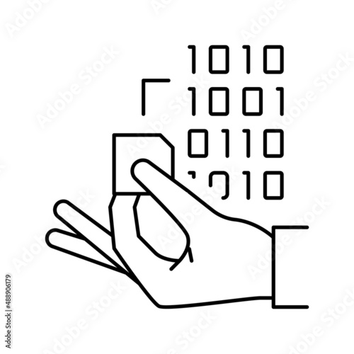 programming rfid chip line icon vector illustration