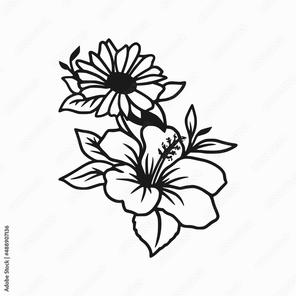 Flower design vector, flower icon art illustration