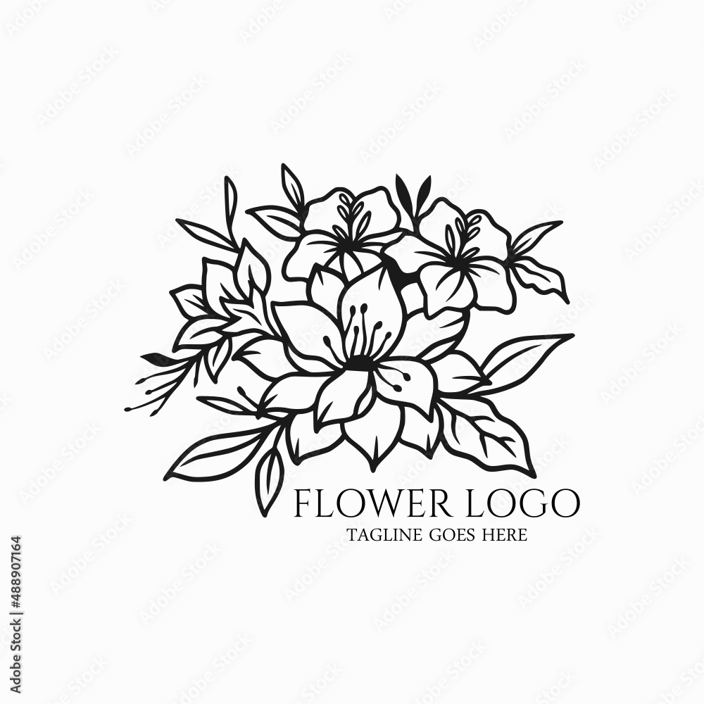 Floral logo design, flower icon abstract, beauty flower vector drawing