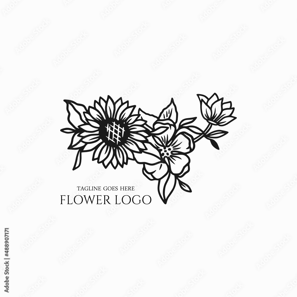 Beauty flower logo, flower design icon vector illustration Beauty flower logo, flower design icon vector illustration