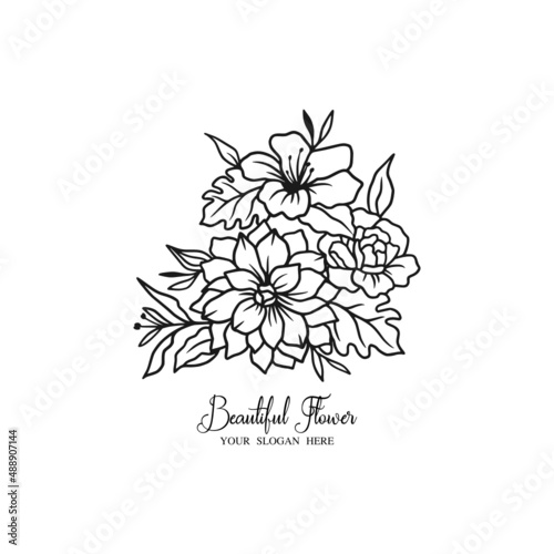 Beauty flower logo, floral logo vector, elegant flower icon art symbol illustration