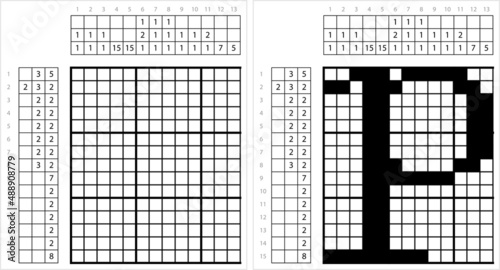 Alphabet p Lowercase Nonogram Pixel Art M_2112002