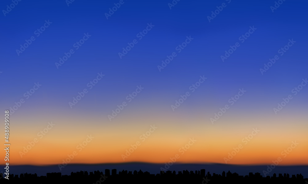 Sunset sky over city vector illustration