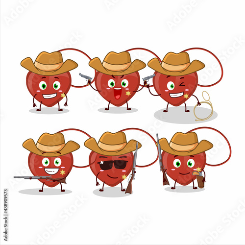 Cool cowboy red heart necklace cartoon character with a cute hat