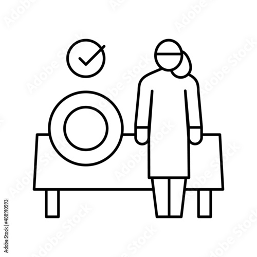 preparing meals babysitter line icon vector illustration