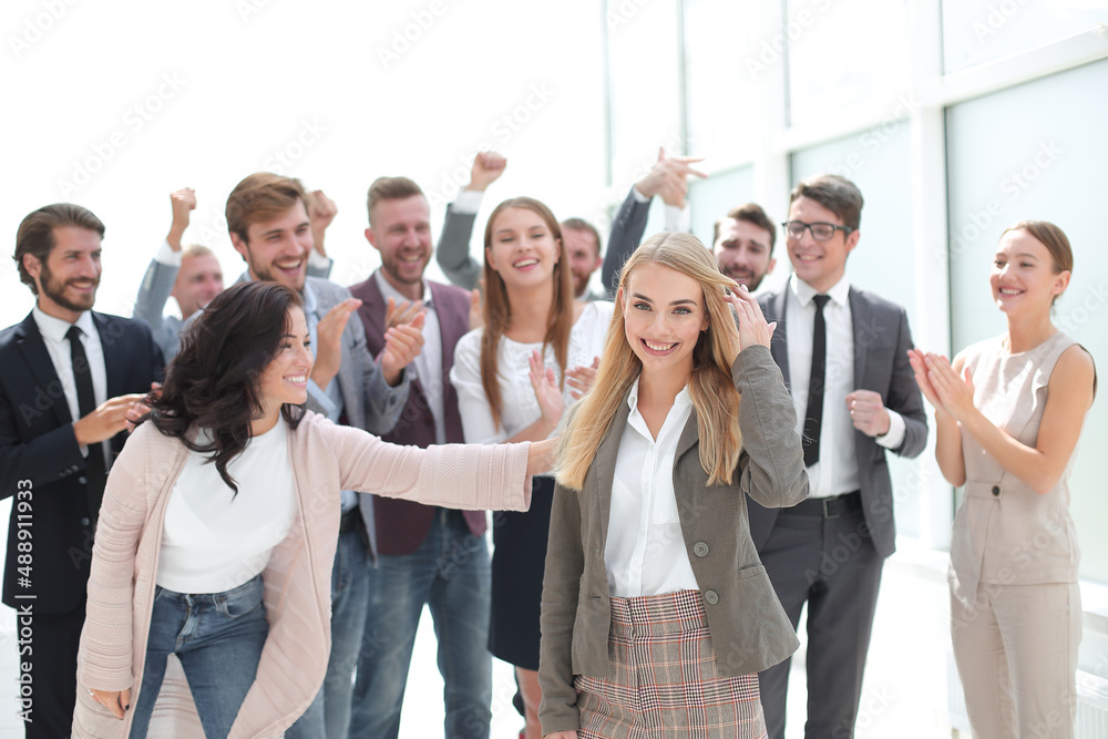 Fototapeta premium group of happy young like-minded people standing together.