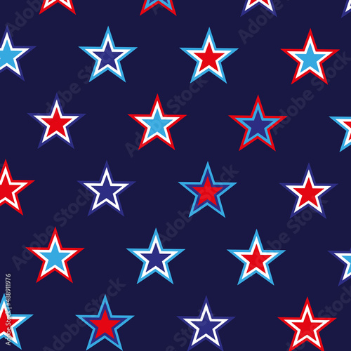 vector 4th of July seamless pattern with stars