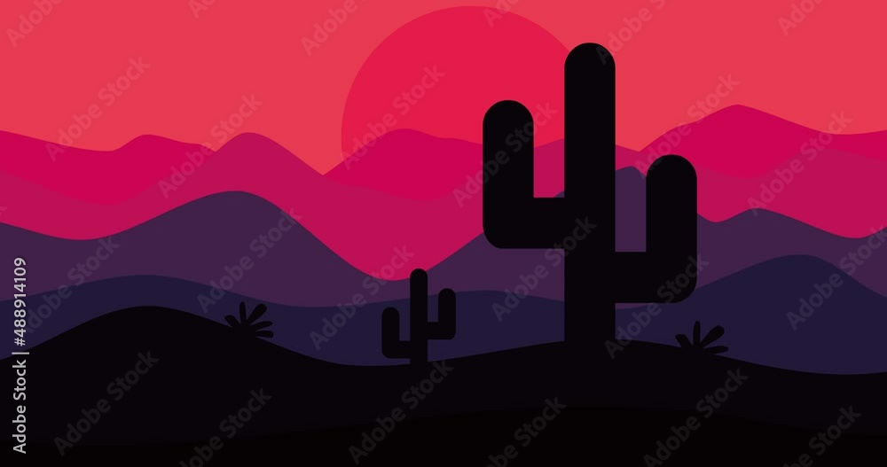 parallax animation of modern cactus background with twilight feel parallax animation of modern cactus background with twilight feel