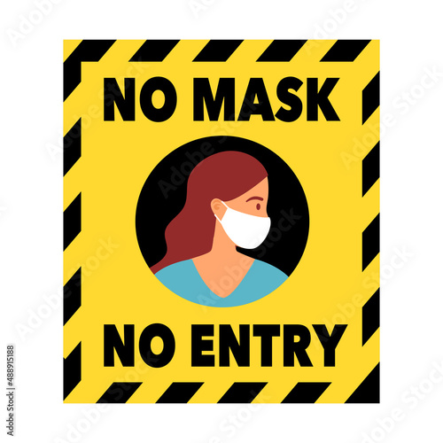 No service without face mask sign concept vector illustration.