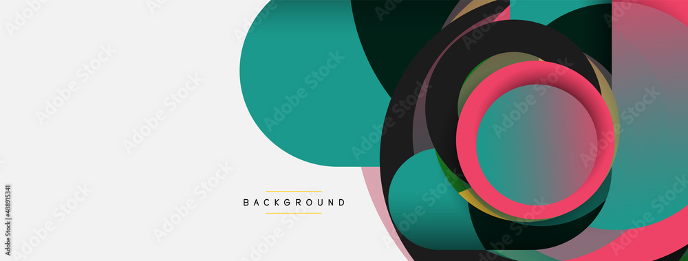 Creative geometric wallpaper. Minimal abstract background. Circles composition vector illustration for wallpaper banner background or landing page Creative geometric wallpaper. Minimal abstract background. Circles composition vector illustration for wallpaper banner background or landing page