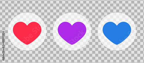 Likes in shape of heart. Colorful like icon or emoticon. Vector illlustration isolated in transparent background