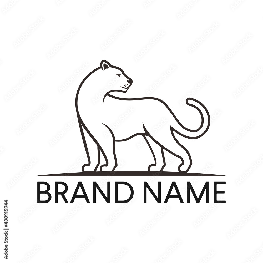 Panther silhouette logo icon. Puma sign vector design