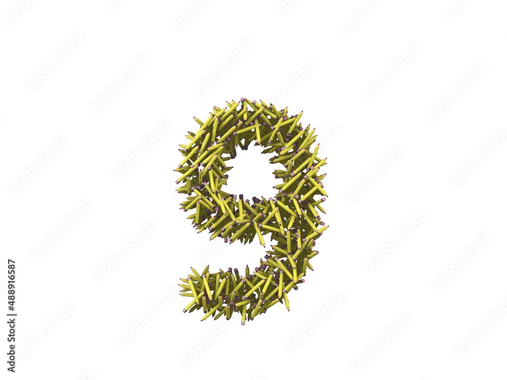 Pencil Themed Font Number 9