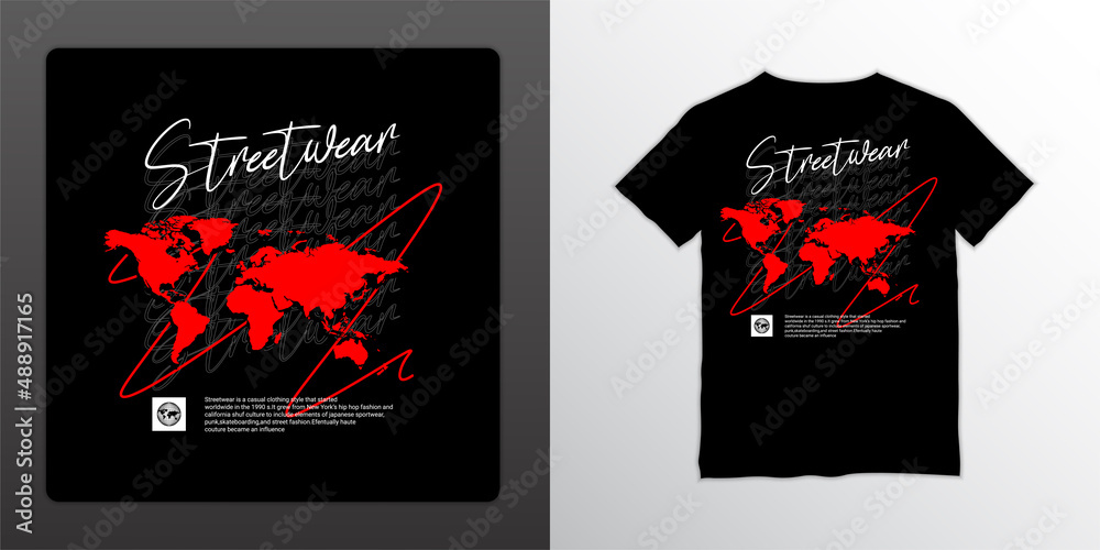 Fototapeta premium Streetwear t-shirt design, suitable for screen printing, jackets and others