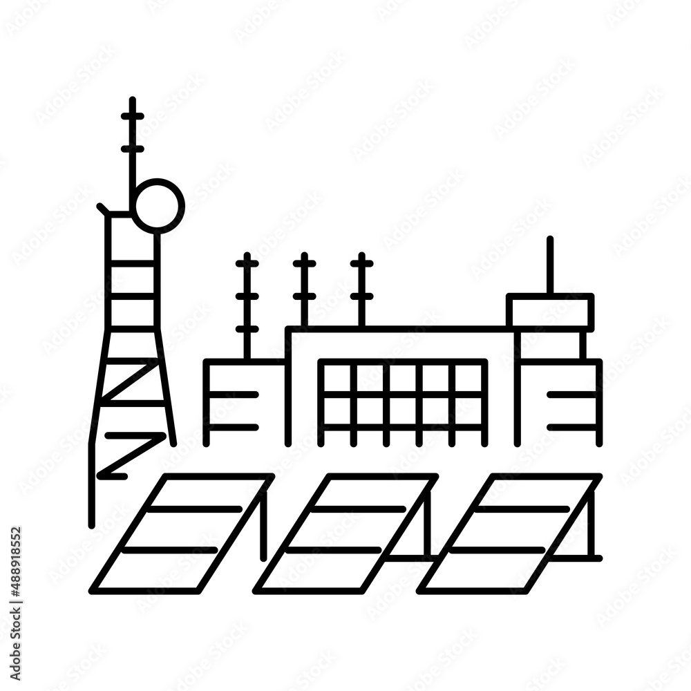 power energy station line icon vector illustration