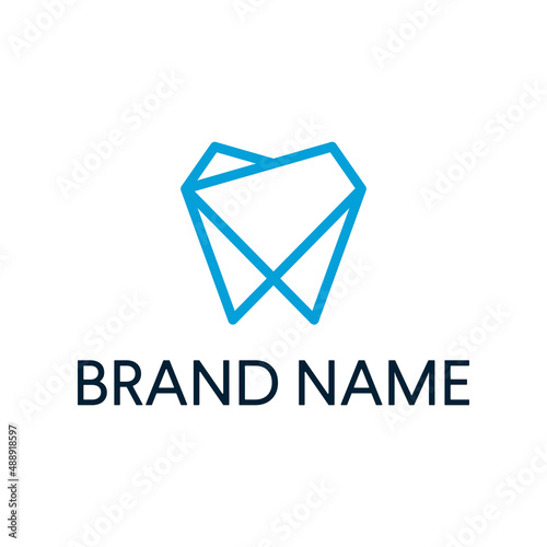tooth origami logo polygonal logo design