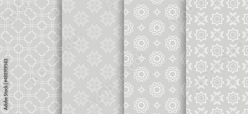 Seamless patterns with decorative elements - set