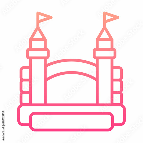 Bouncy castle gradient outline icon. Jumping inflatable house on kids playground. Vector logo EPS 10