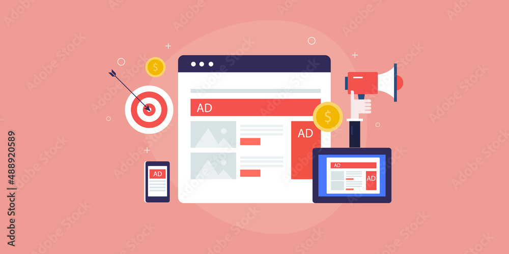 Advertising campaign, web promotion, online branding and digital marketing concept. Modern flat design marketing vector illustration for presentation. Advertising campaign, web promotion, online branding and digital marketing concept. Modern flat design marketing vector illustration for presentation.