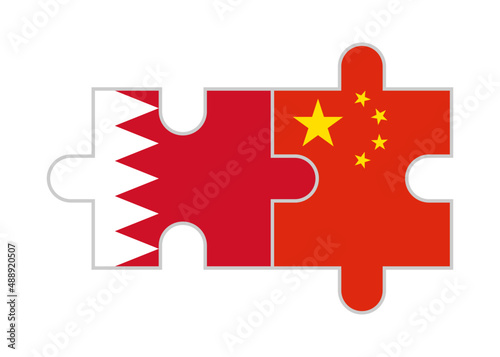 puzzle pieces of bahrain and china flags. vector illustration isolated on white background