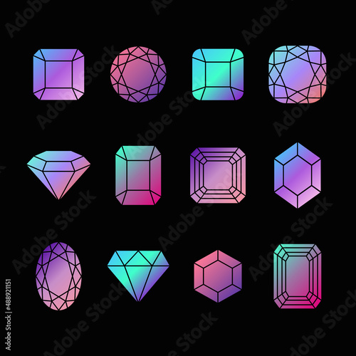 Collection gem and jewel elements icons for your design