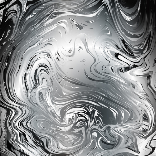 Modern Black and white background with wavy liquify effect. Modern dynamic design created with organic flowing lines and shapes. Liquid metal mercury silver ripple abstract background Design. Vector