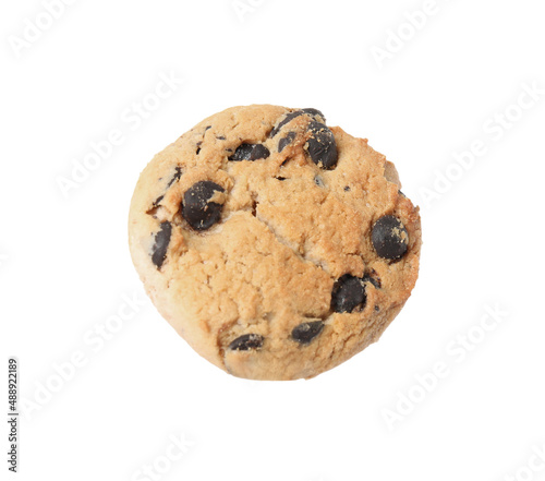 Delicious chocolate chip cookie isolated on white
