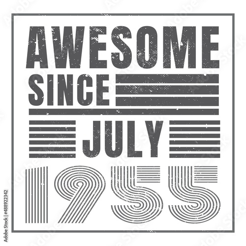 Awesome since January 1955.Vintage Retro Birthday Vector