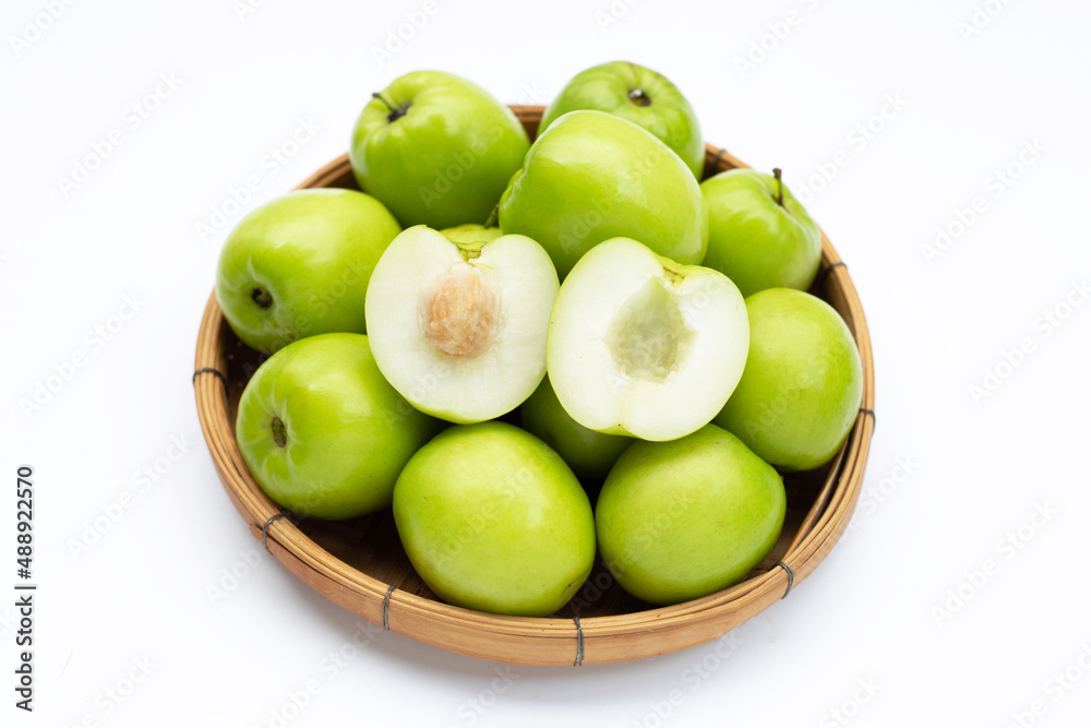 Milk jujube in round bamboo plate Milk jujube in round bamboo plate