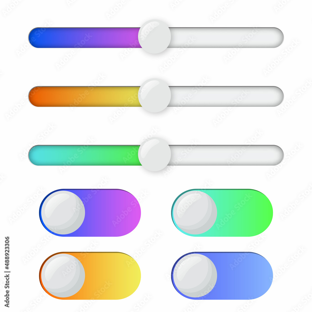 Scrollbars. site design template scroll bars, computer ui scrolling tools vector elements