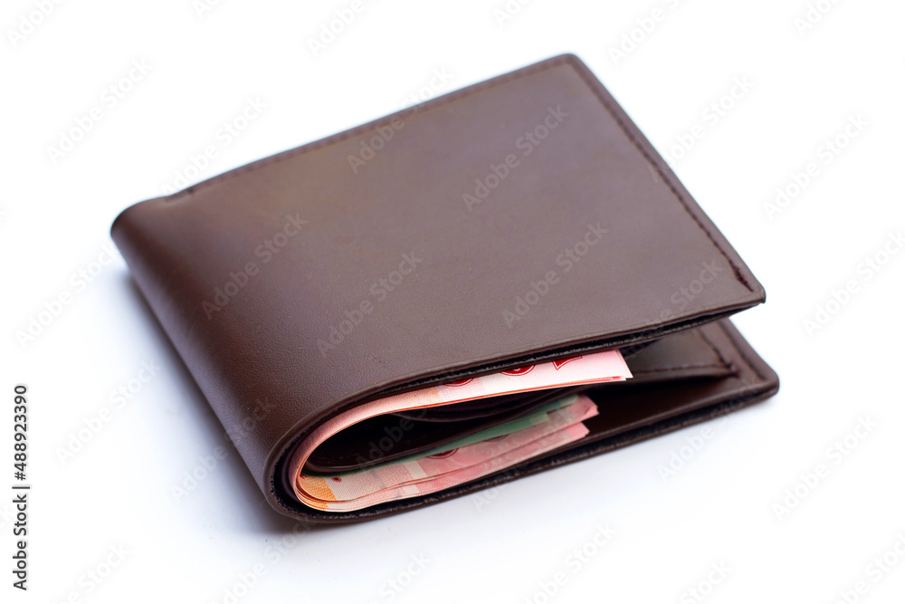 Brown wallet on white background Brown wallet on white background