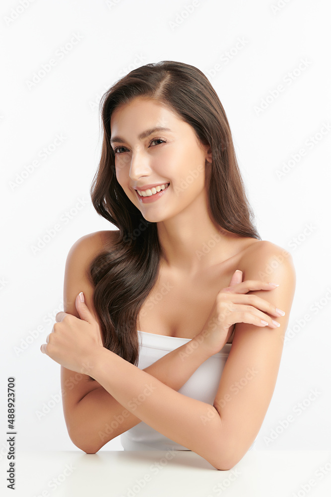 Beautiful young asian woman with clean fresh skin on white background, Face care, Facial treatment, Cosmetology, beauty and spa, Asian women portrait. Beautiful young asian woman with clean fresh skin on white background, Face care, Facial treatment, Cosmetology, beauty and spa, Asian women portrait.