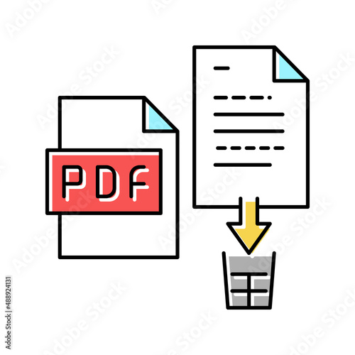delete pdf file color icon vector illustration