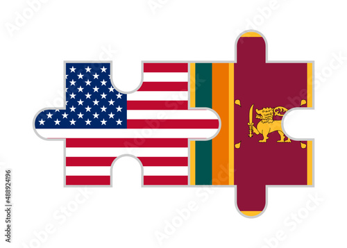 puzzle pieces of usa and sri lanka flags. vector illustration isolated on white background	