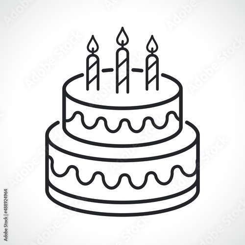 Foto birthday cake thin line icon